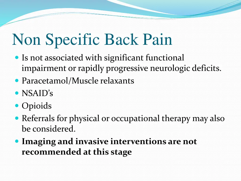 non specific back pain