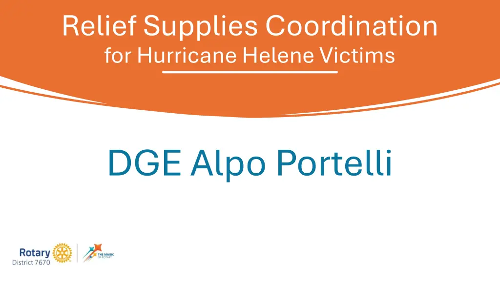 relief supplies coordination for hurricane helene