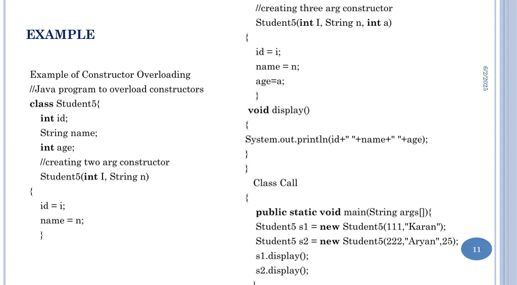 creating three arg constructor student5