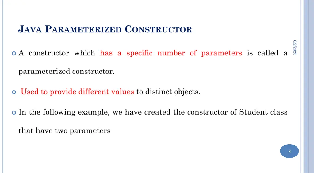 j ava p arameterized c onstructor