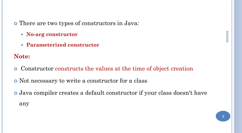 there are two types of constructors in java