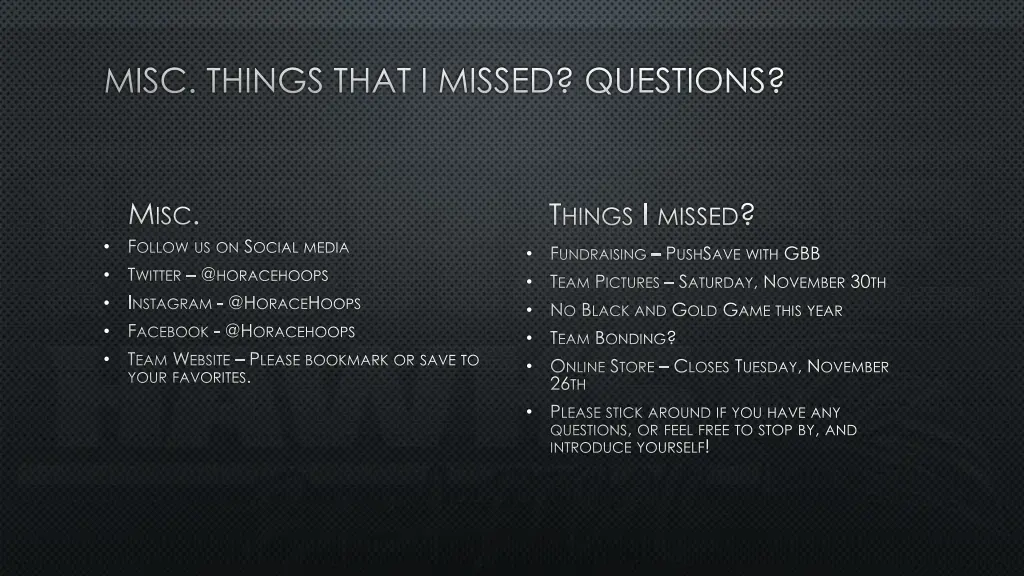 misc things that i missed questions