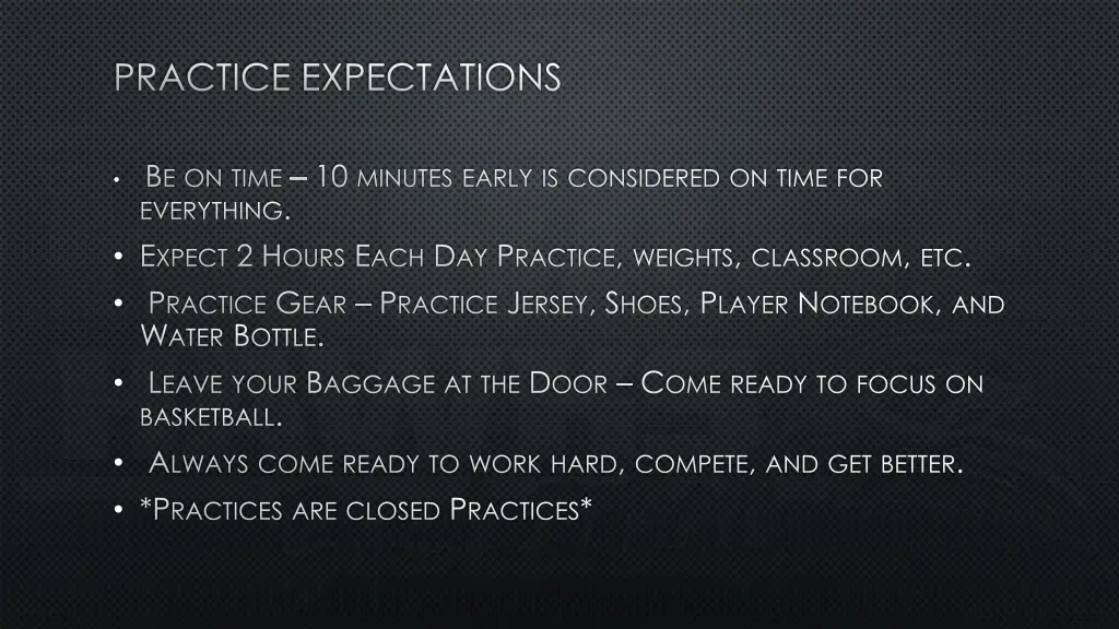 practice expectations