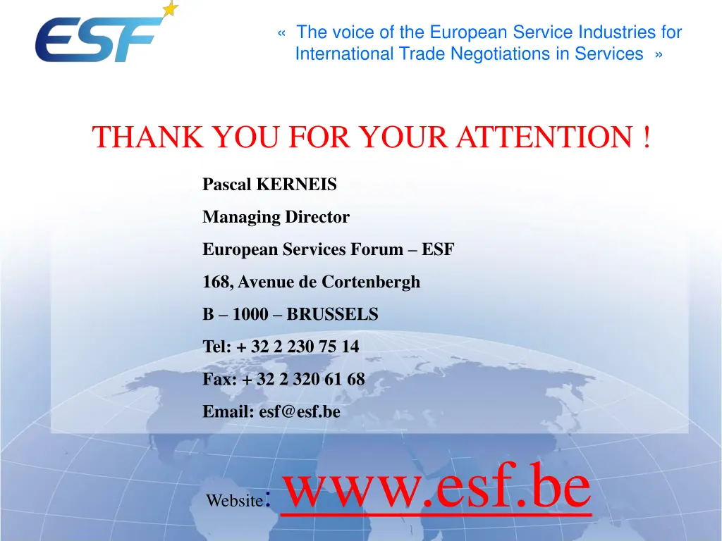 the voice of the european service industries 5
