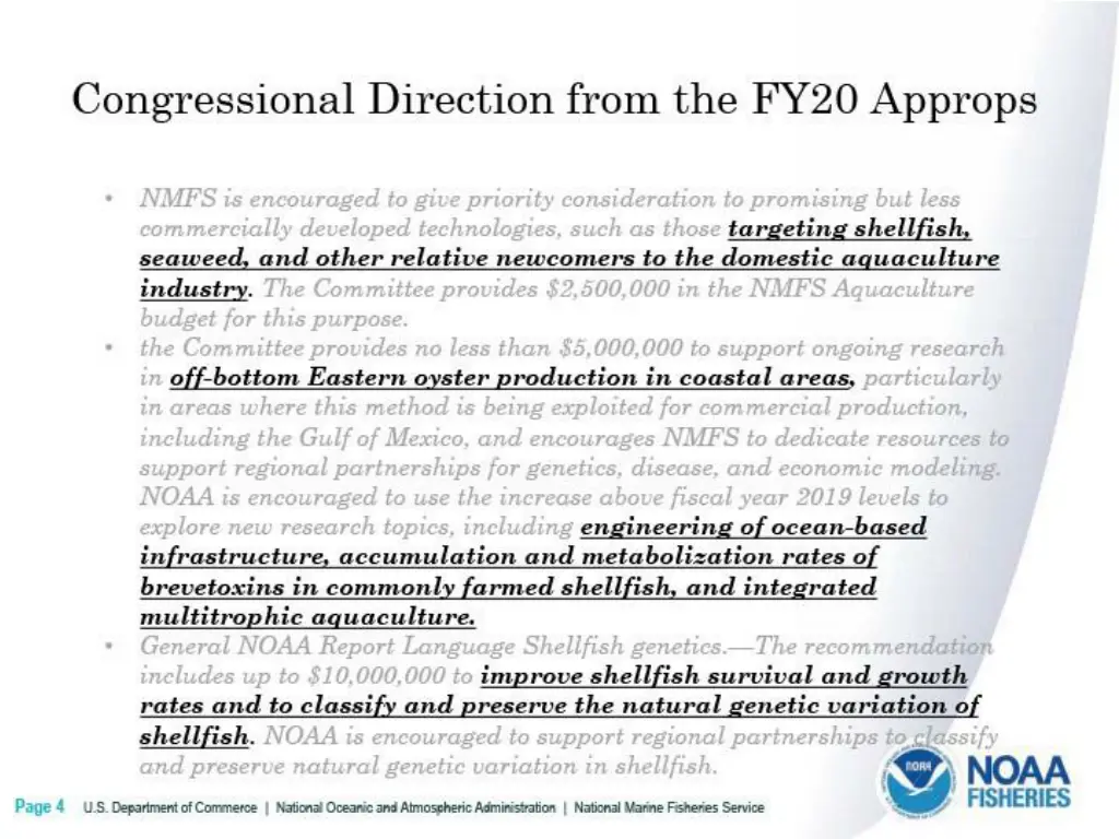 congressional direction fro fy20 approps