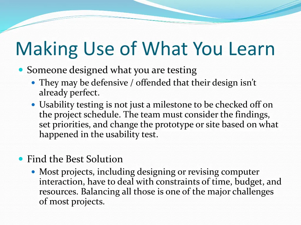 making use of what you learn