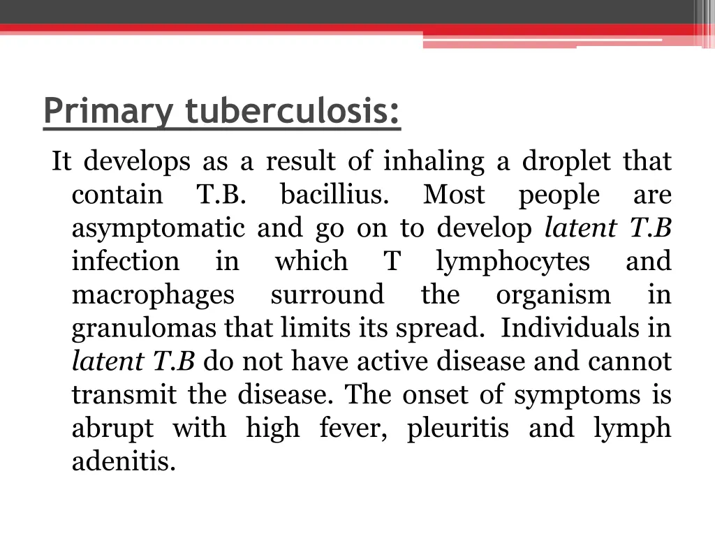 primary tuberculosis