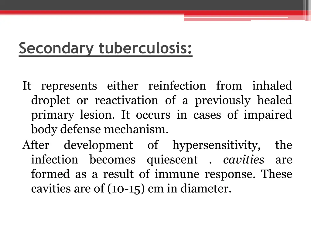 secondary tuberculosis