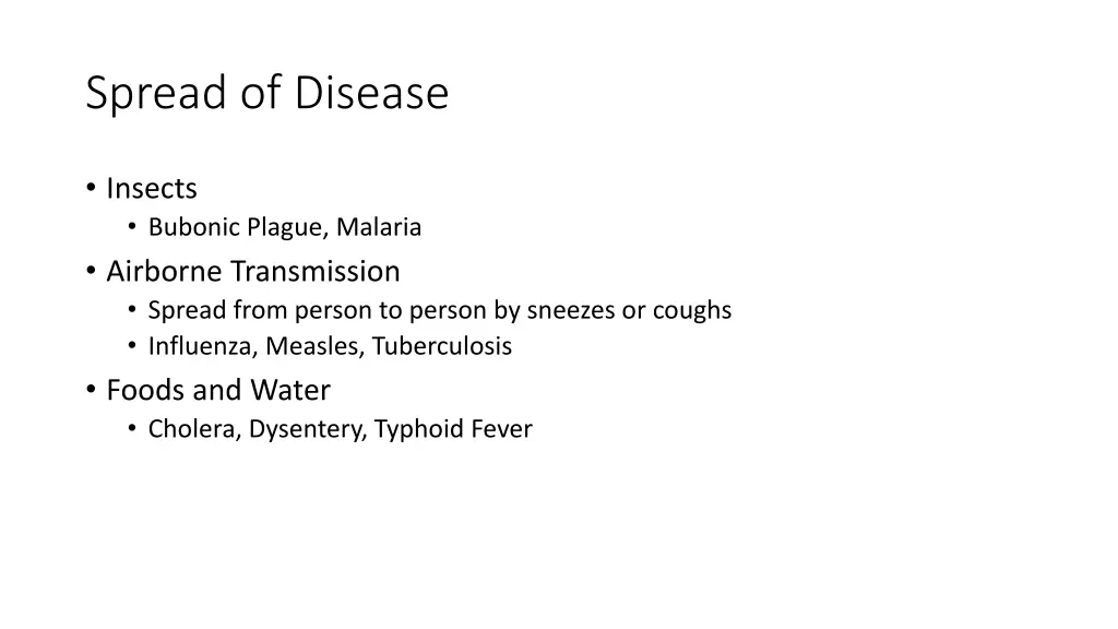 spread of disease