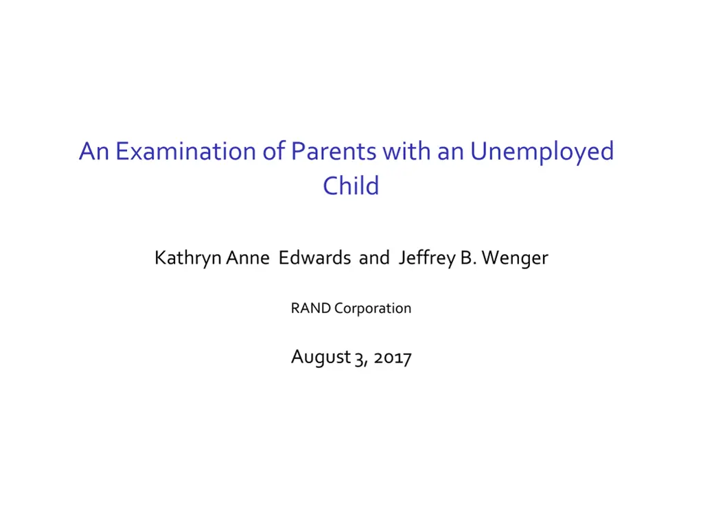 an examination of parents with an unemployed child