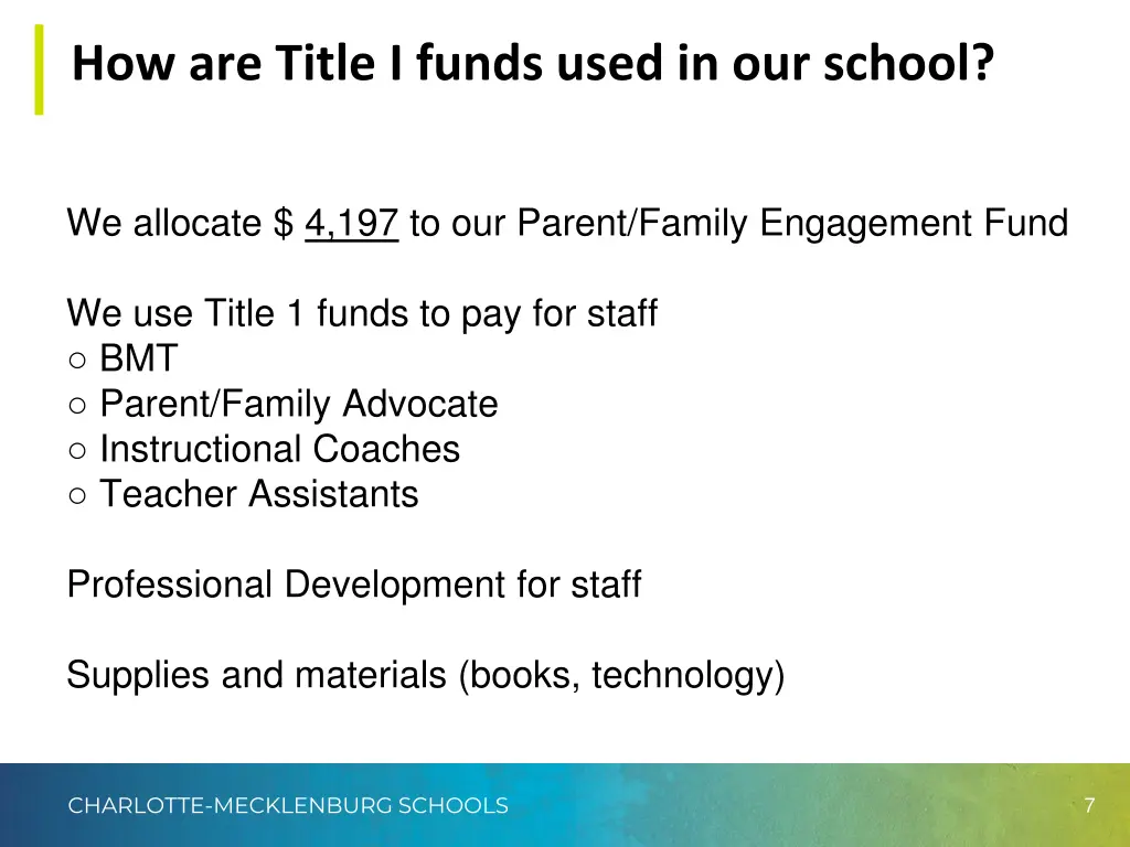 how are title i funds used in our school