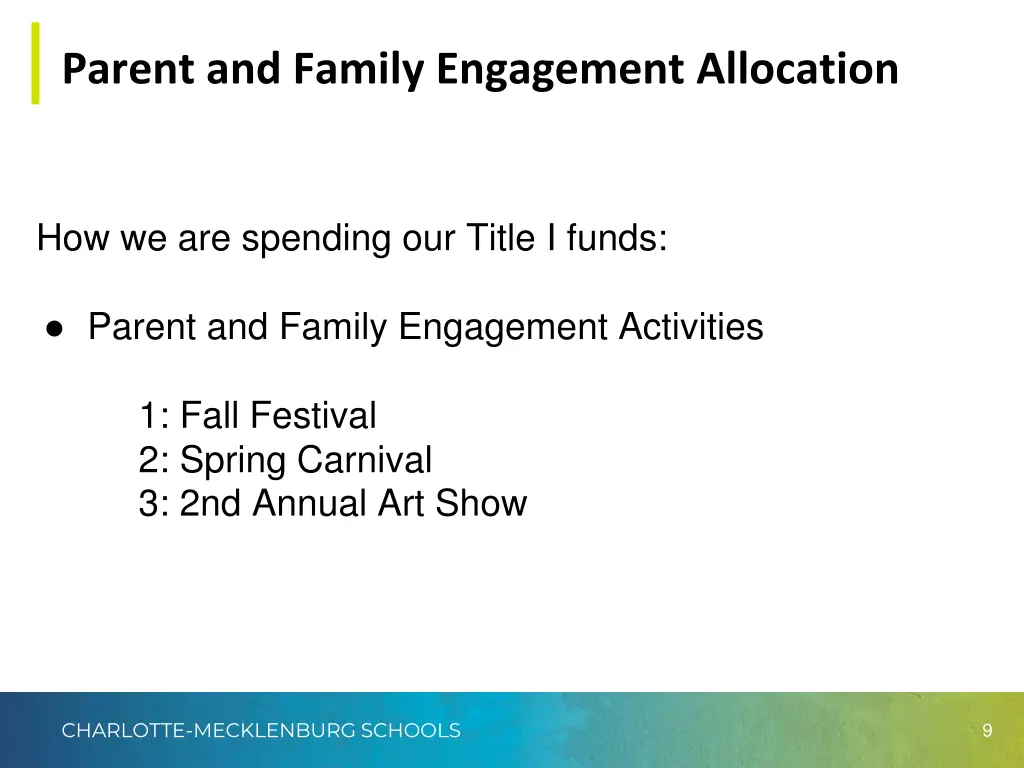 parent and family engagement allocation