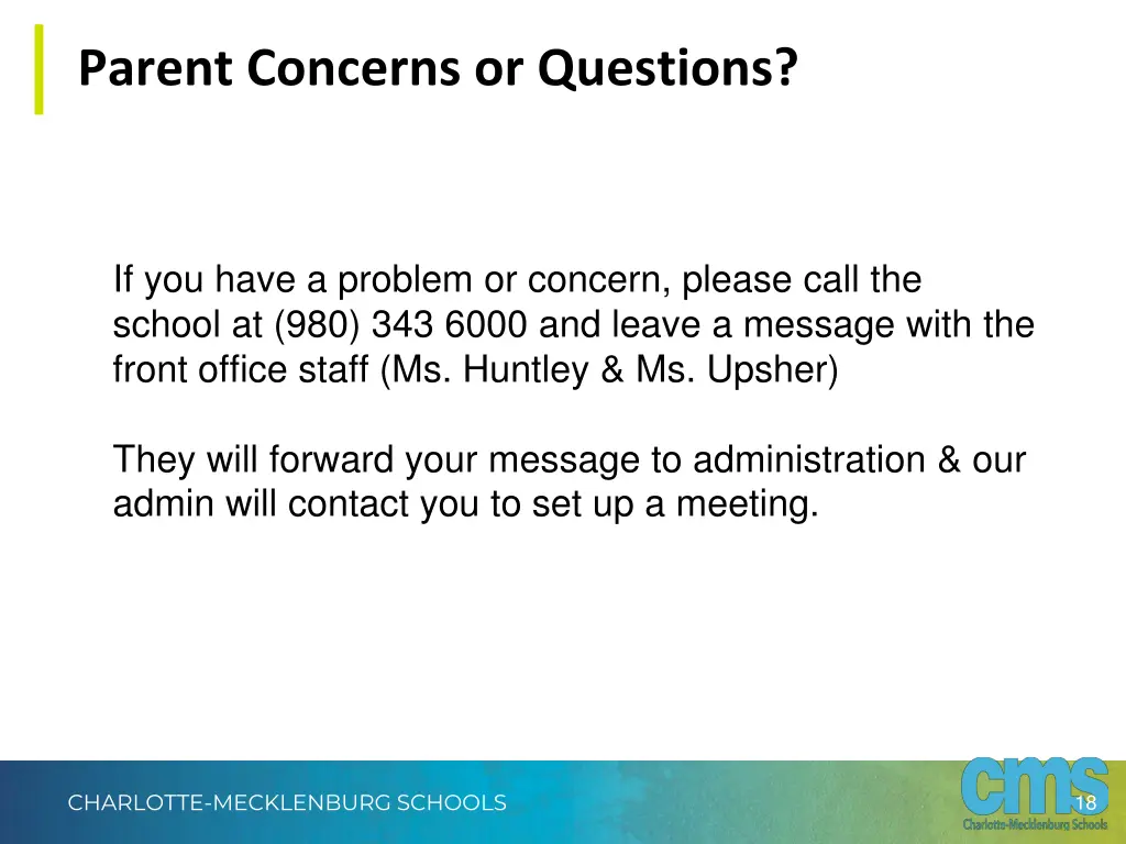 parent concerns or questions