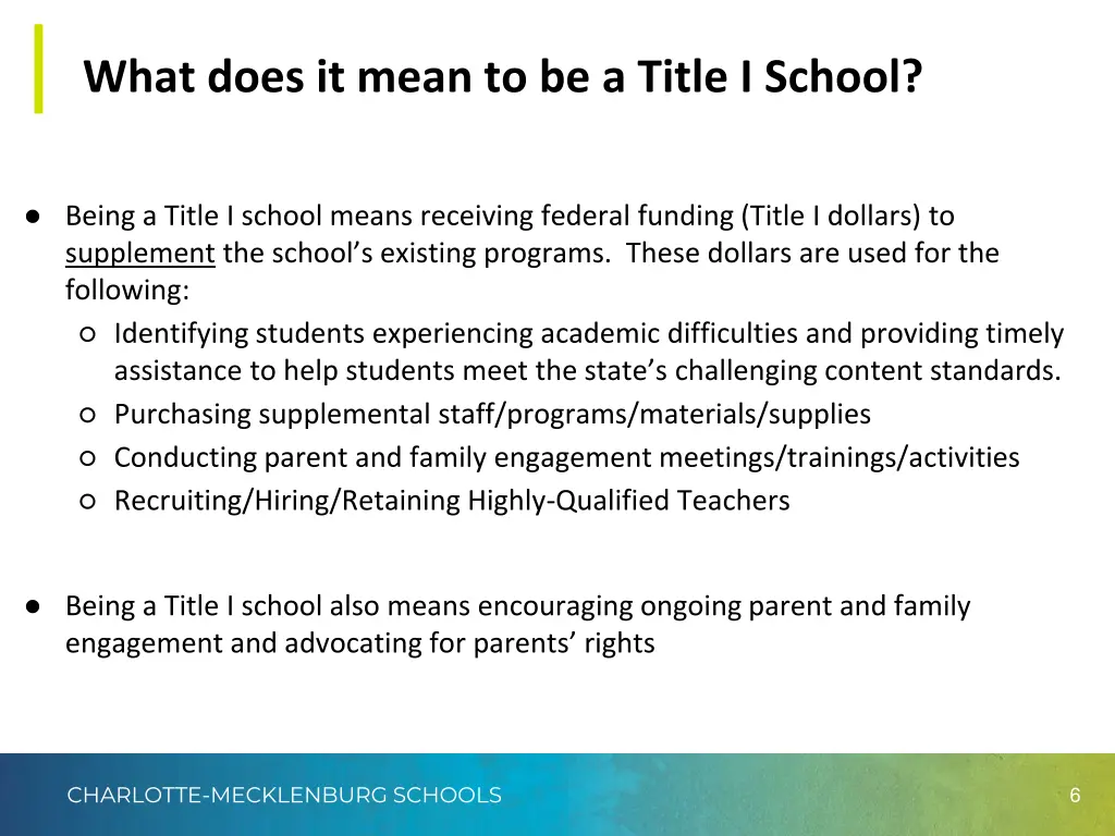 what does it mean to be a title i school