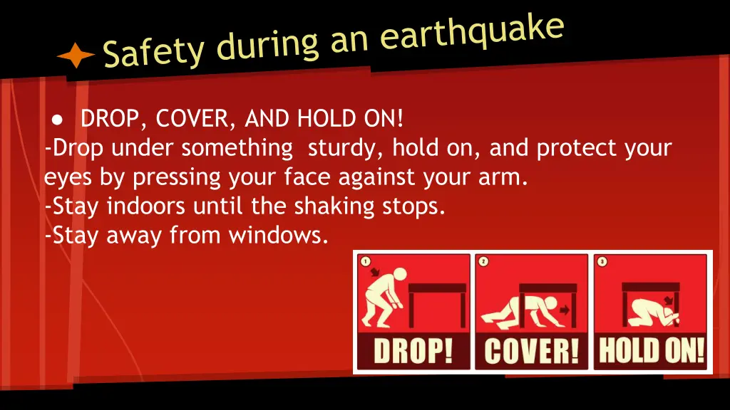 drop cover and hold on drop under something