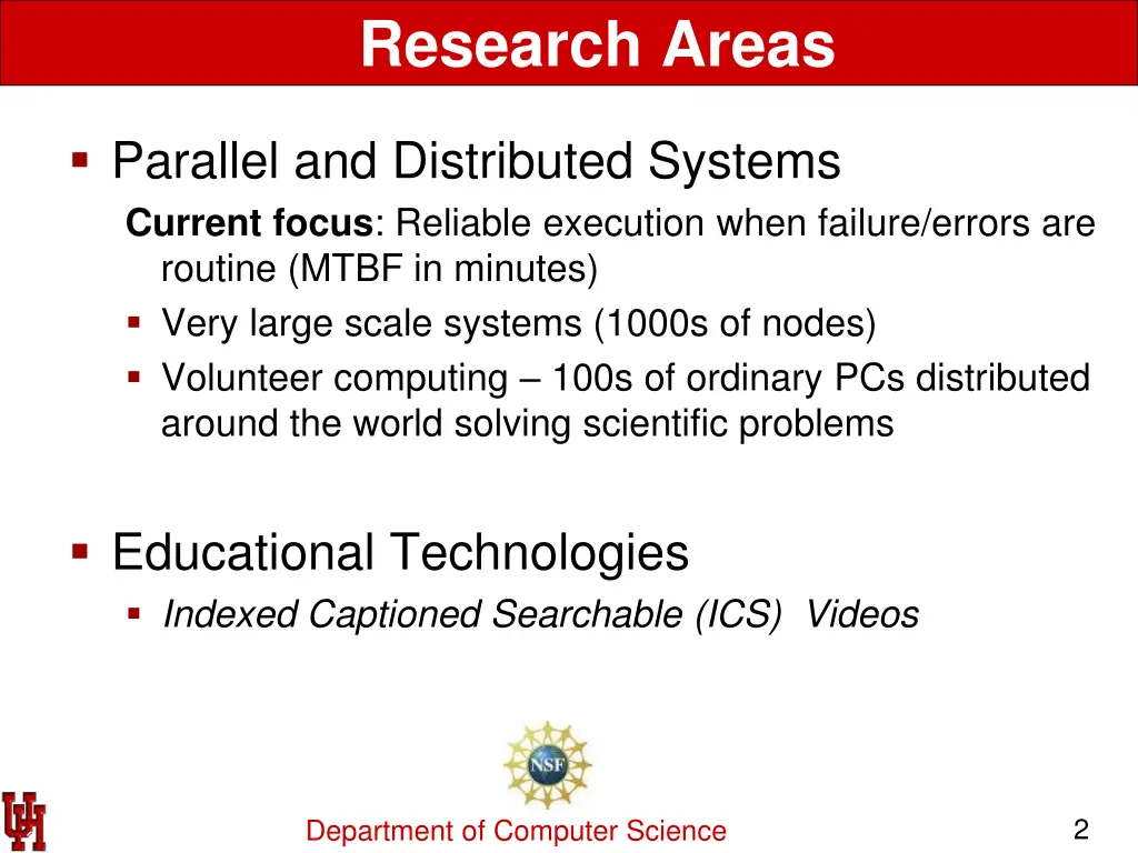 research areas