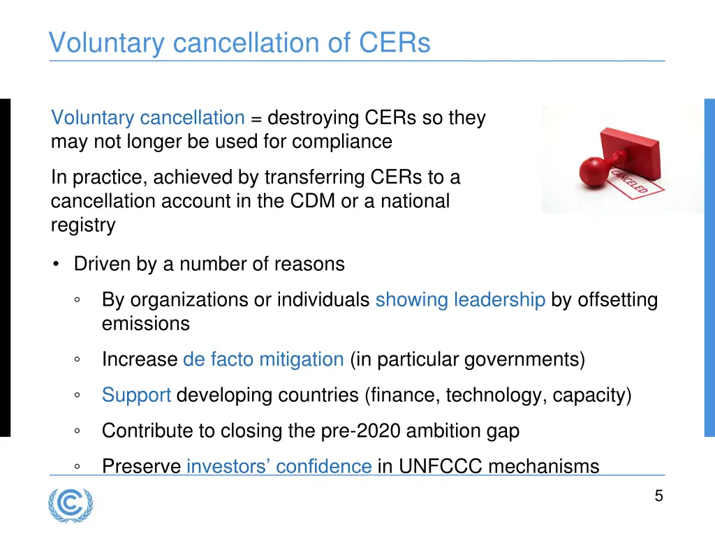 voluntary cancellation of cers