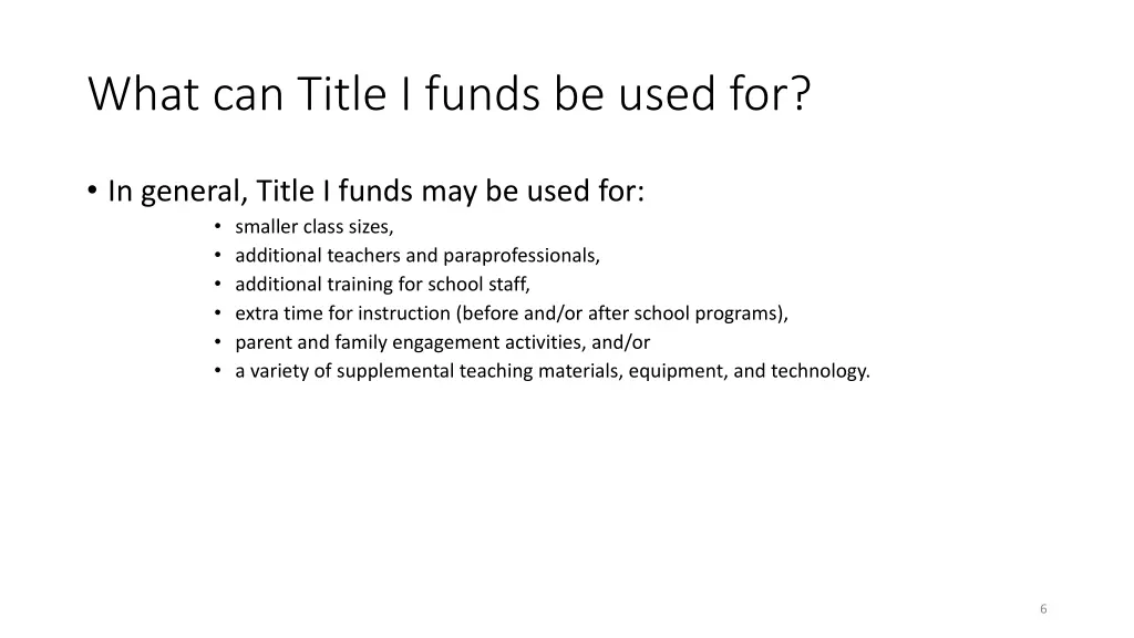 what can title i funds be used for