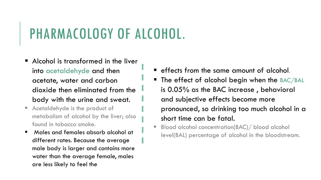 pharmacology of alcohol