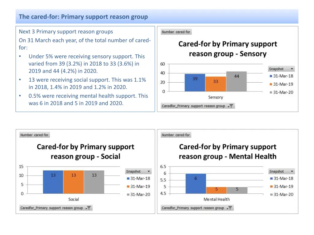 the cared for primary support reason group 2