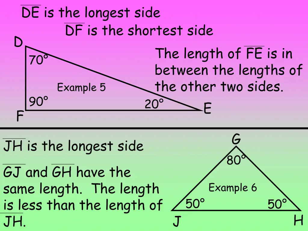 de is the longest side df is the shortest side