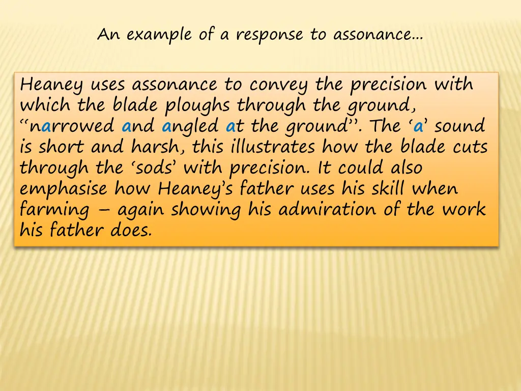 an example of a response to assonance