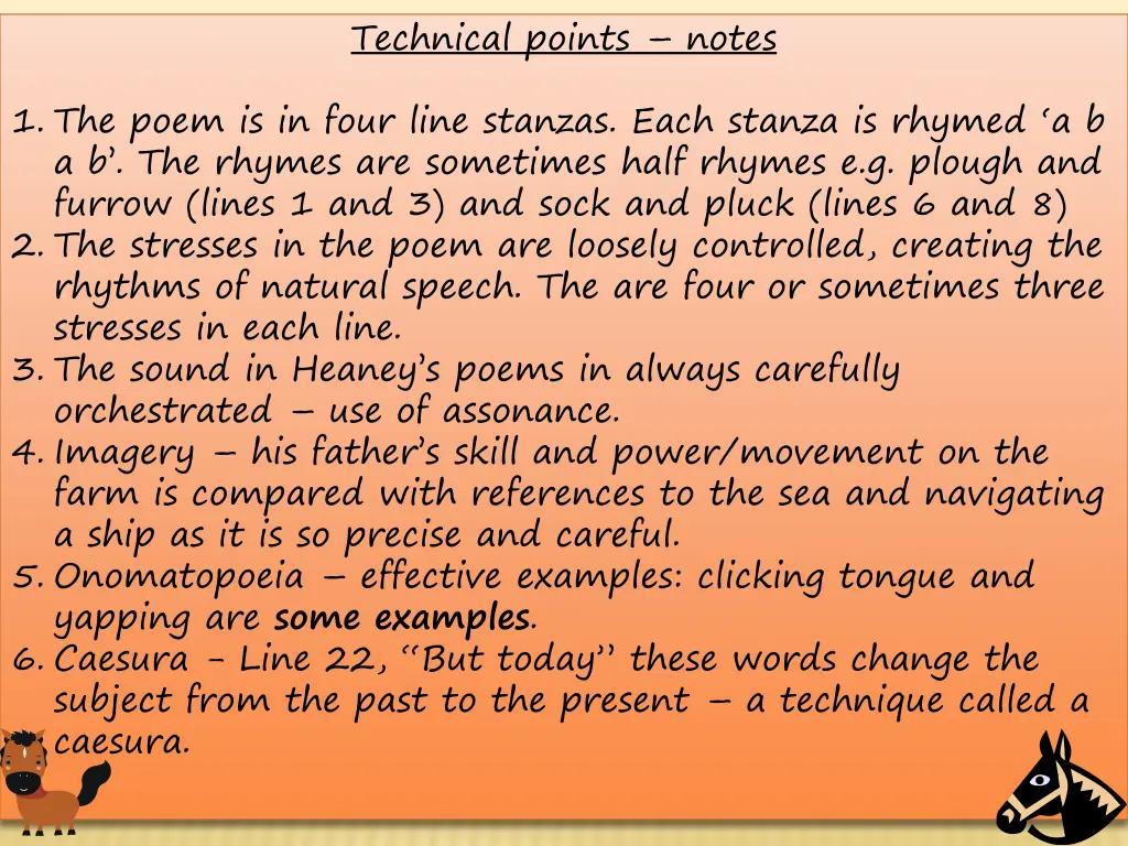 technical points notes