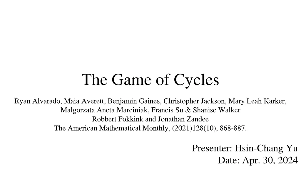 the game of cycles