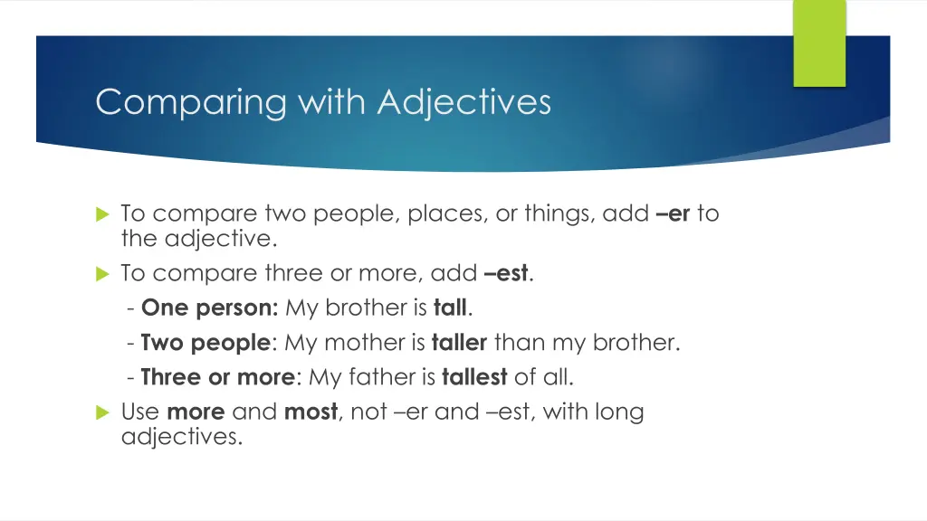 comparing with adjectives