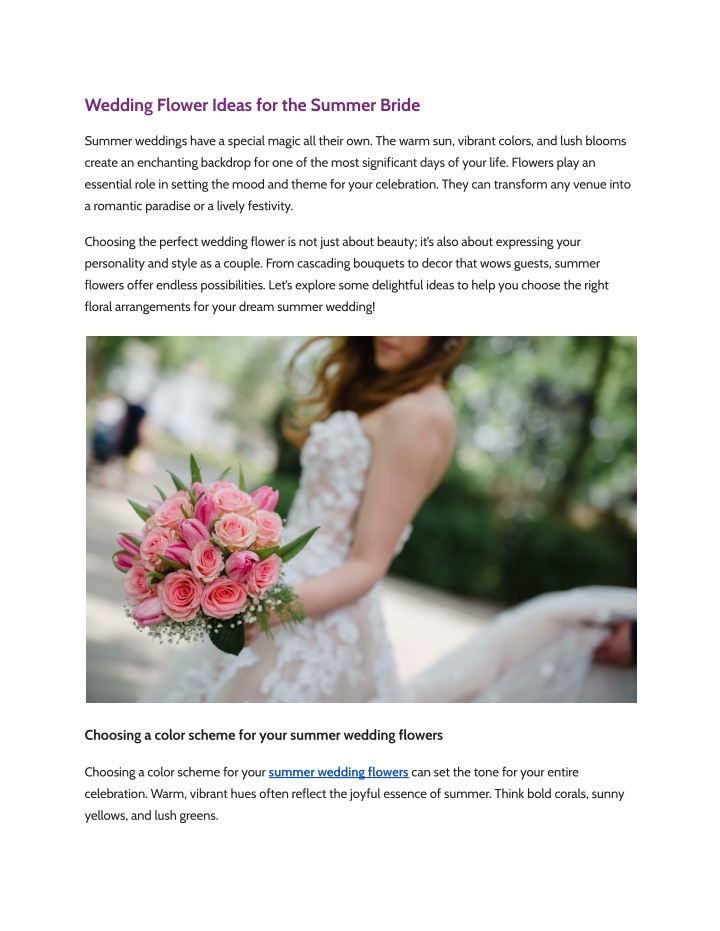 wedding flower ideas for the summer bride