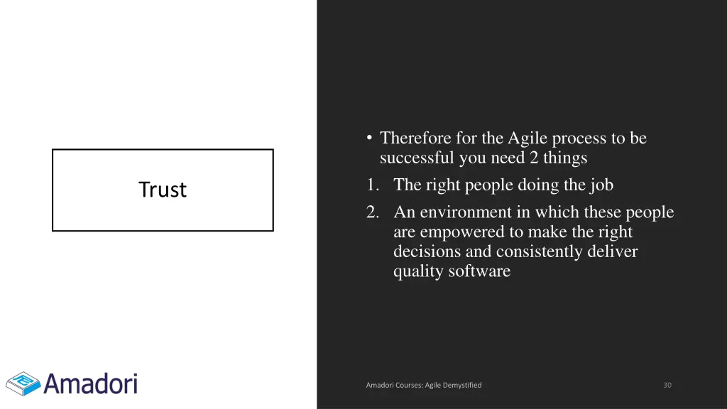 therefore for the agile process to be successful