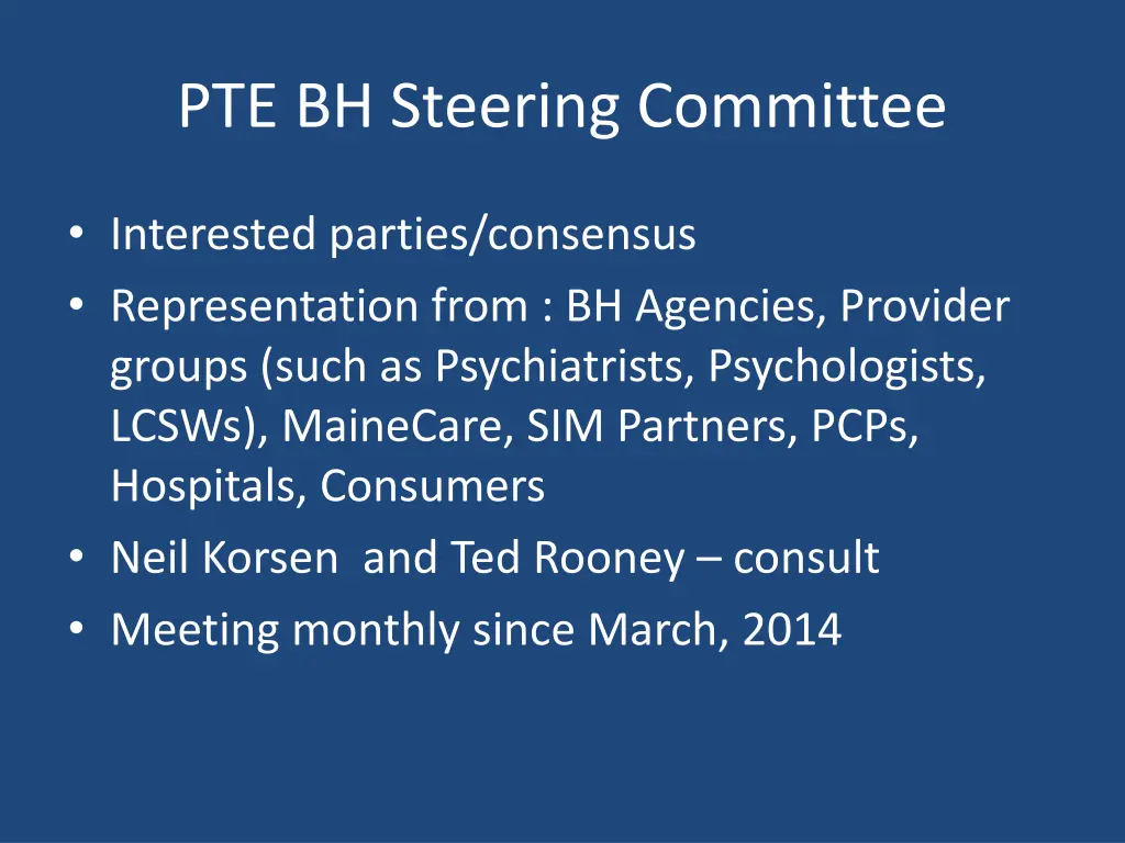 pte bh steering committee
