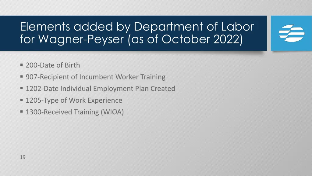 elements added by department of labor for wagner