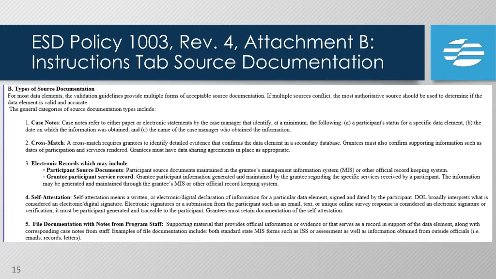 esd policy 1003 rev 4 attachment b instructions