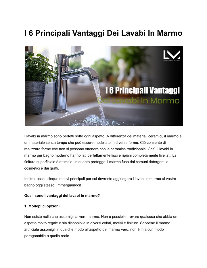 i 6 principali vantaggi dei lavabi in marmo