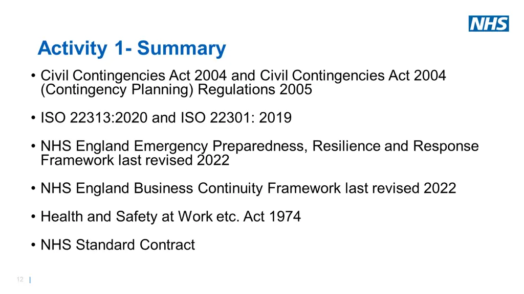 activity 1 summary civil contingencies act 2004