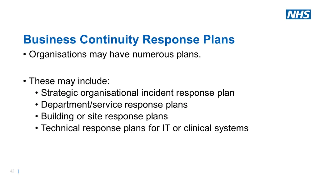 business continuity response plans organisations