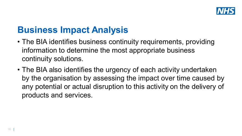 business impact analysis the bia identifies