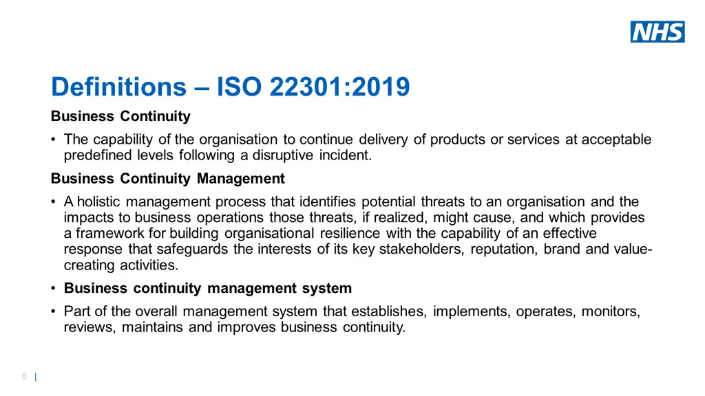 definitions iso 22301 2019 business continuity