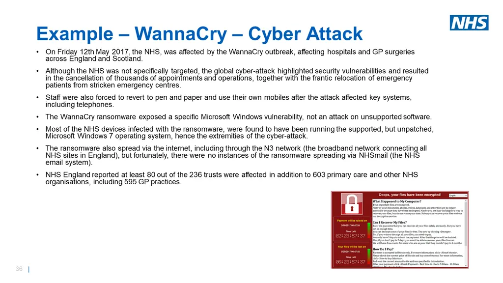 example wannacry cyber attack on friday 12th