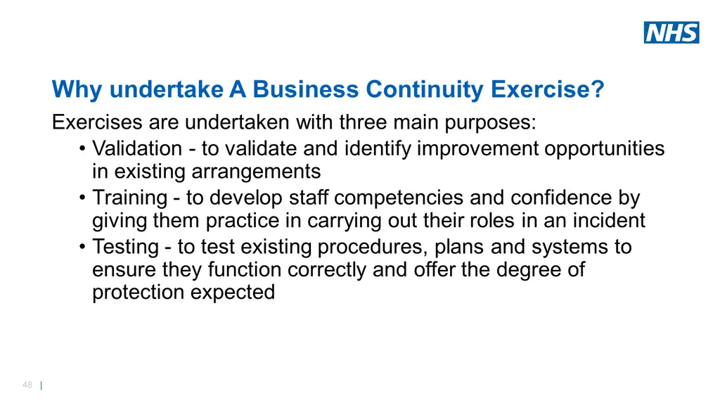 why undertake a business continuity exercise