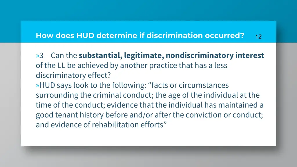 how does hud determine if discrimination occurred 2
