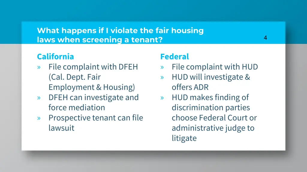 what happens if i violate the fair housing laws