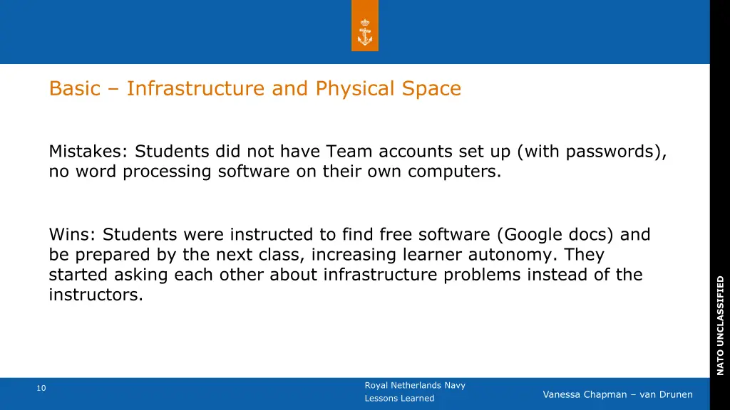 basic infrastructure and physical space