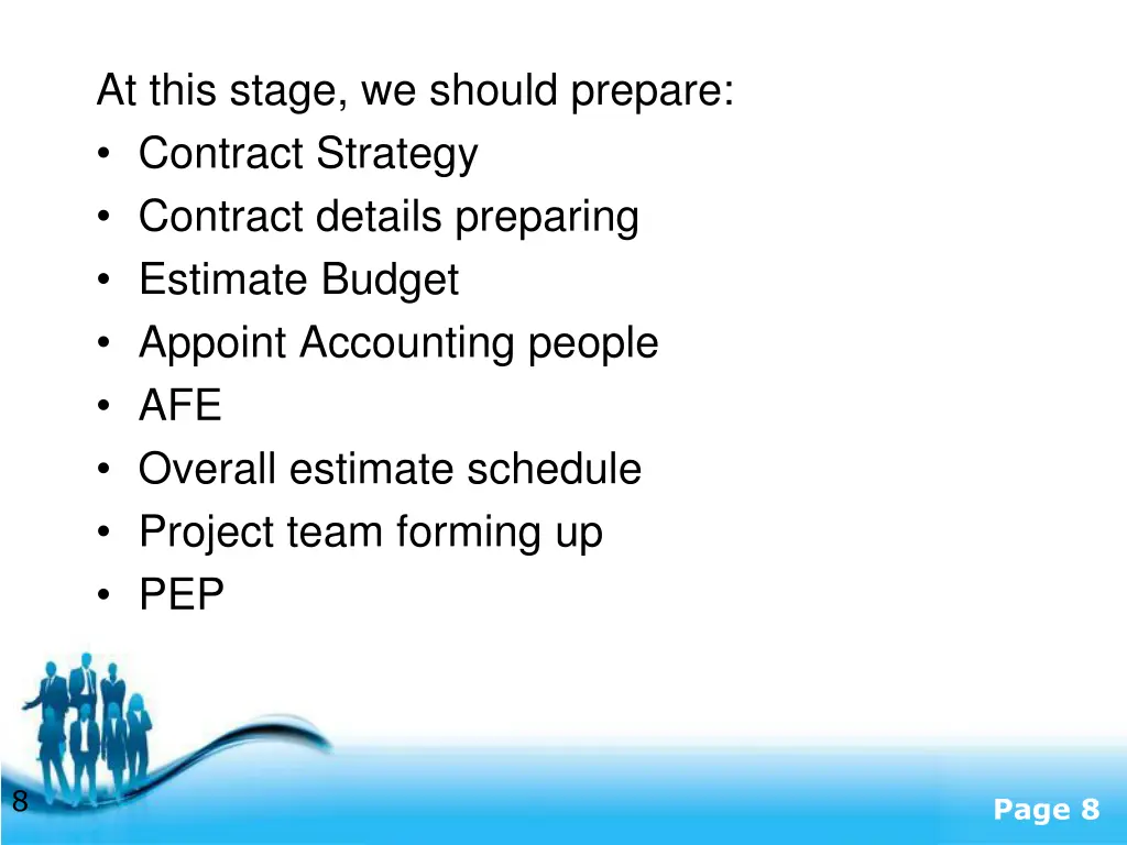 at this stage we should prepare contract strategy