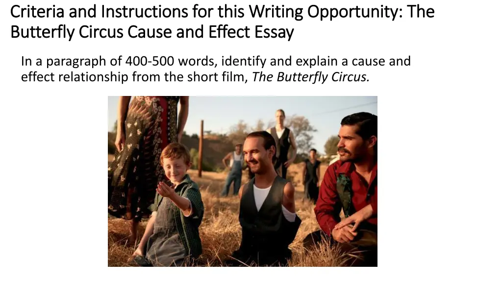criteria and instructions for this writing