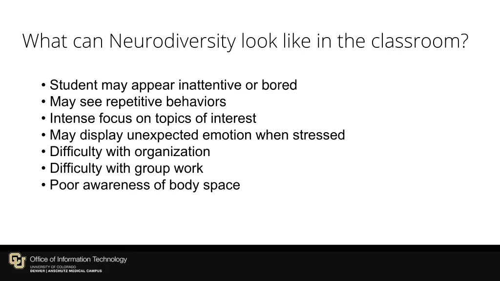 what can neurodiversity look like in the classroom