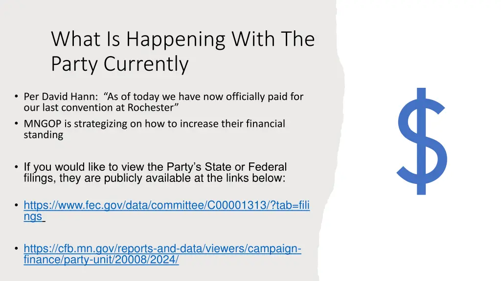 what is happening with the party currently