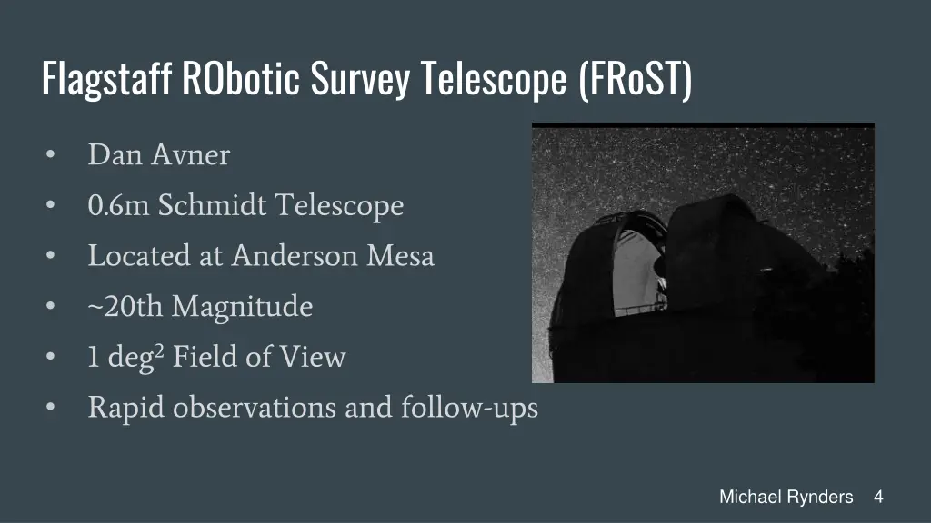 flagstaff robotic survey telescope frost