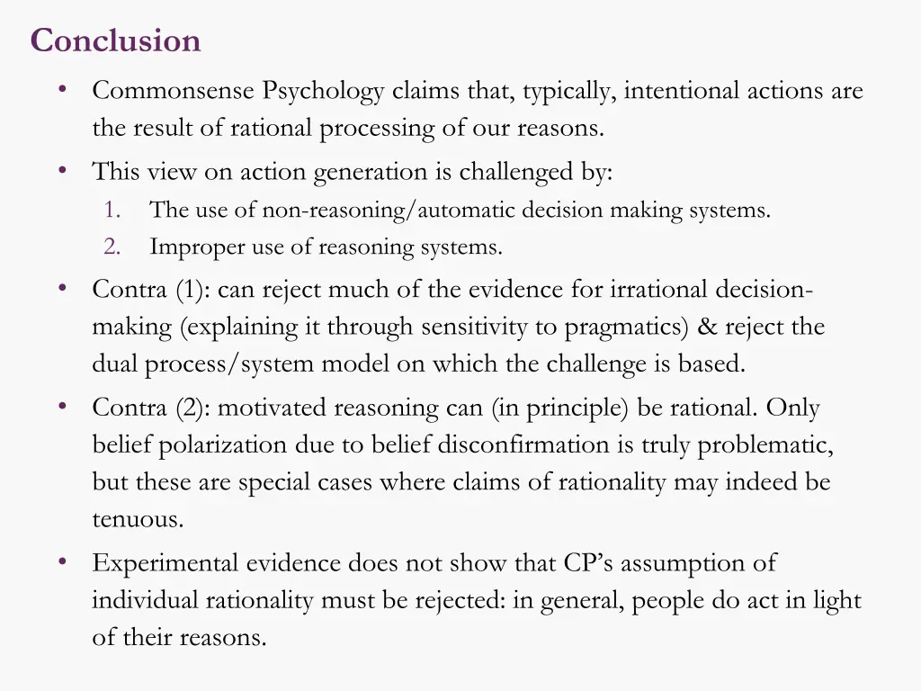 conclusion commonsense psychology claims that
